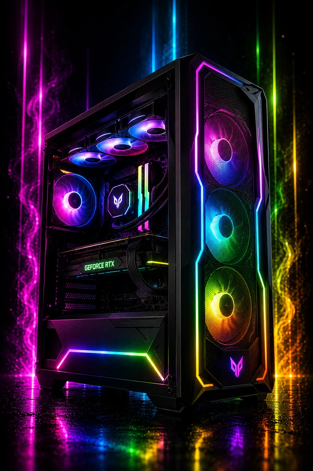 Computadora gamer iluminada con RGB